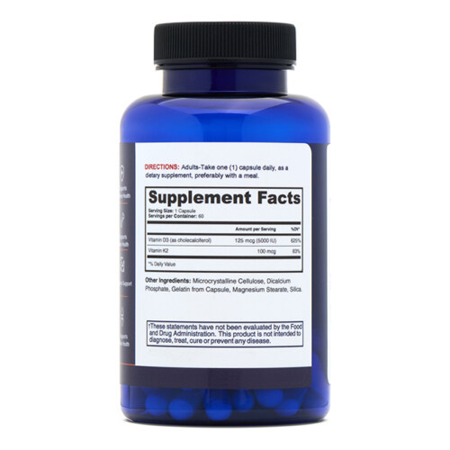 Amazon product photography of a supplement bottle back label showing the supplement facts panel