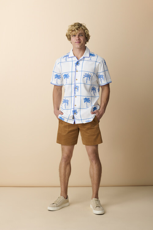 Men's casual summer outfit photographed on model in studio