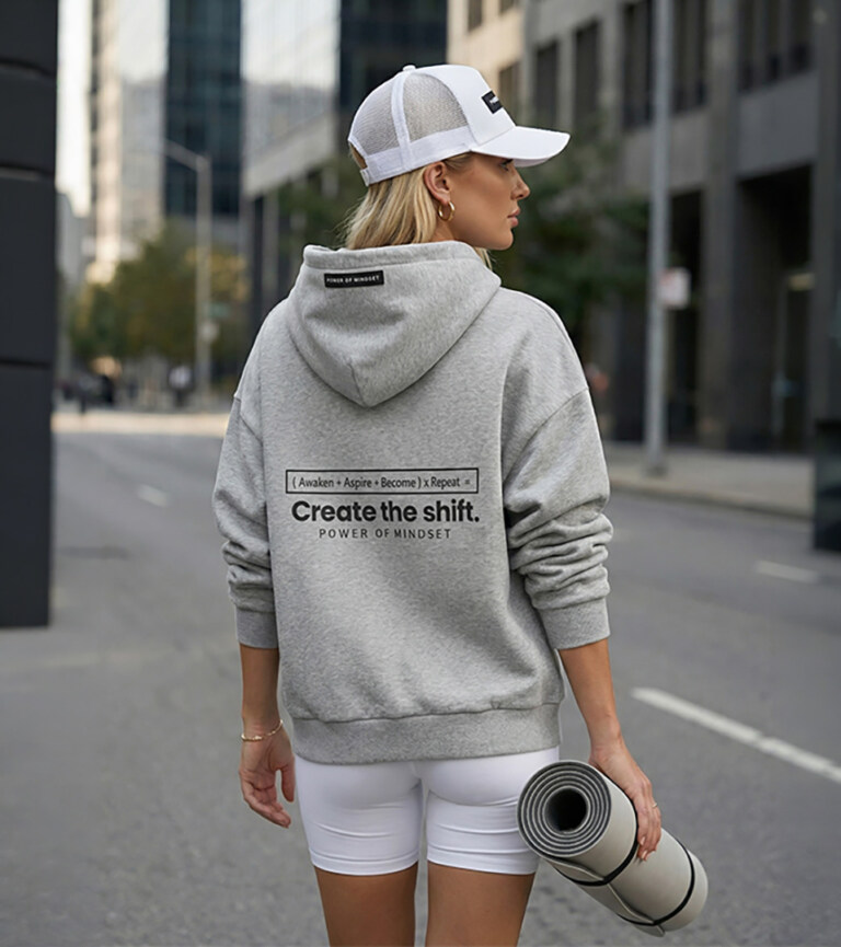 AI-generated model wearing streetwear hoodie for fashion ecommerce campaign
