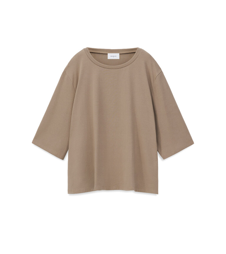 ghost mannequin beige oversized t-shirt on white background for ecommerce product photography