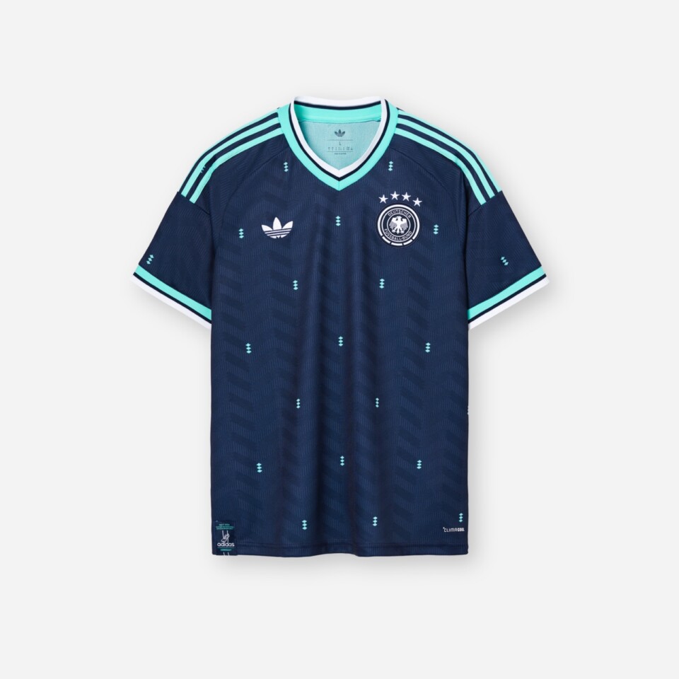 Germany adidas soccer jersey flat lay photography