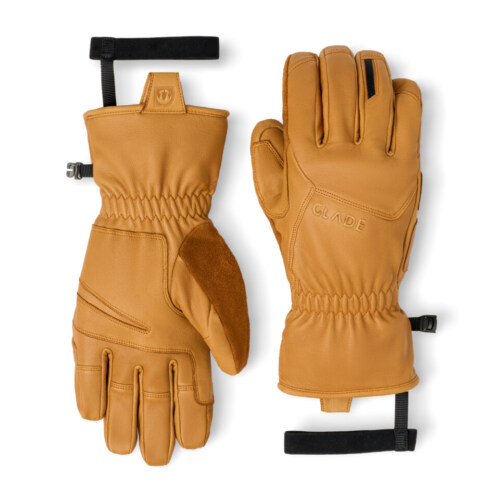 Amazon product photography featuring premium winter ski gloves photographed from multiple angles on a white background for an outdoor gear brand.