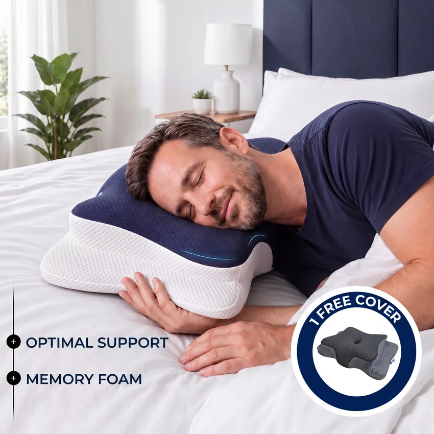 Memory foam pillow in use — Amazon lifestyle image, Shootify