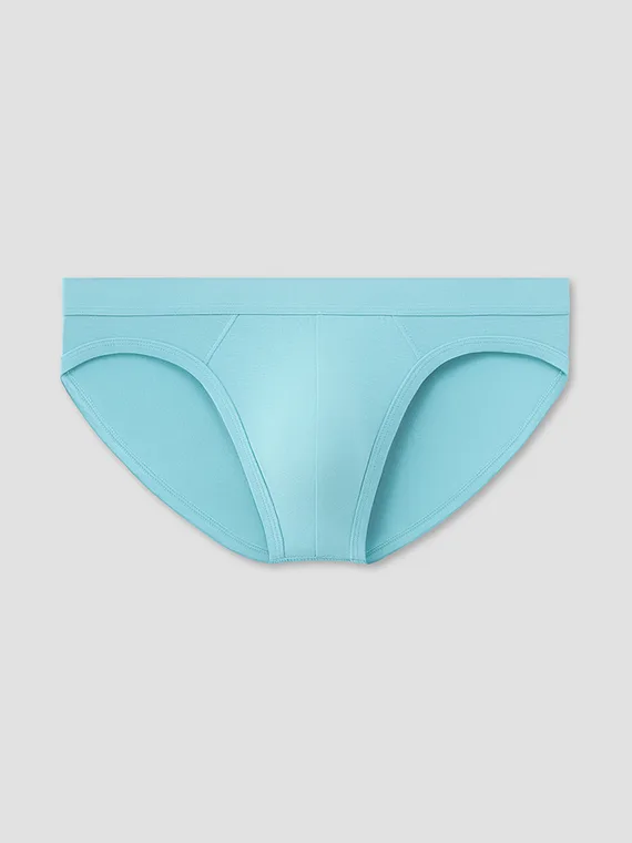 Aqua men's brief flat lay, the same style in a second colorway