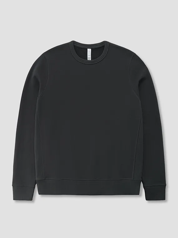 Charcoal crewneck sweatshirt from the comfort collection, flat lay with shaped sleeves