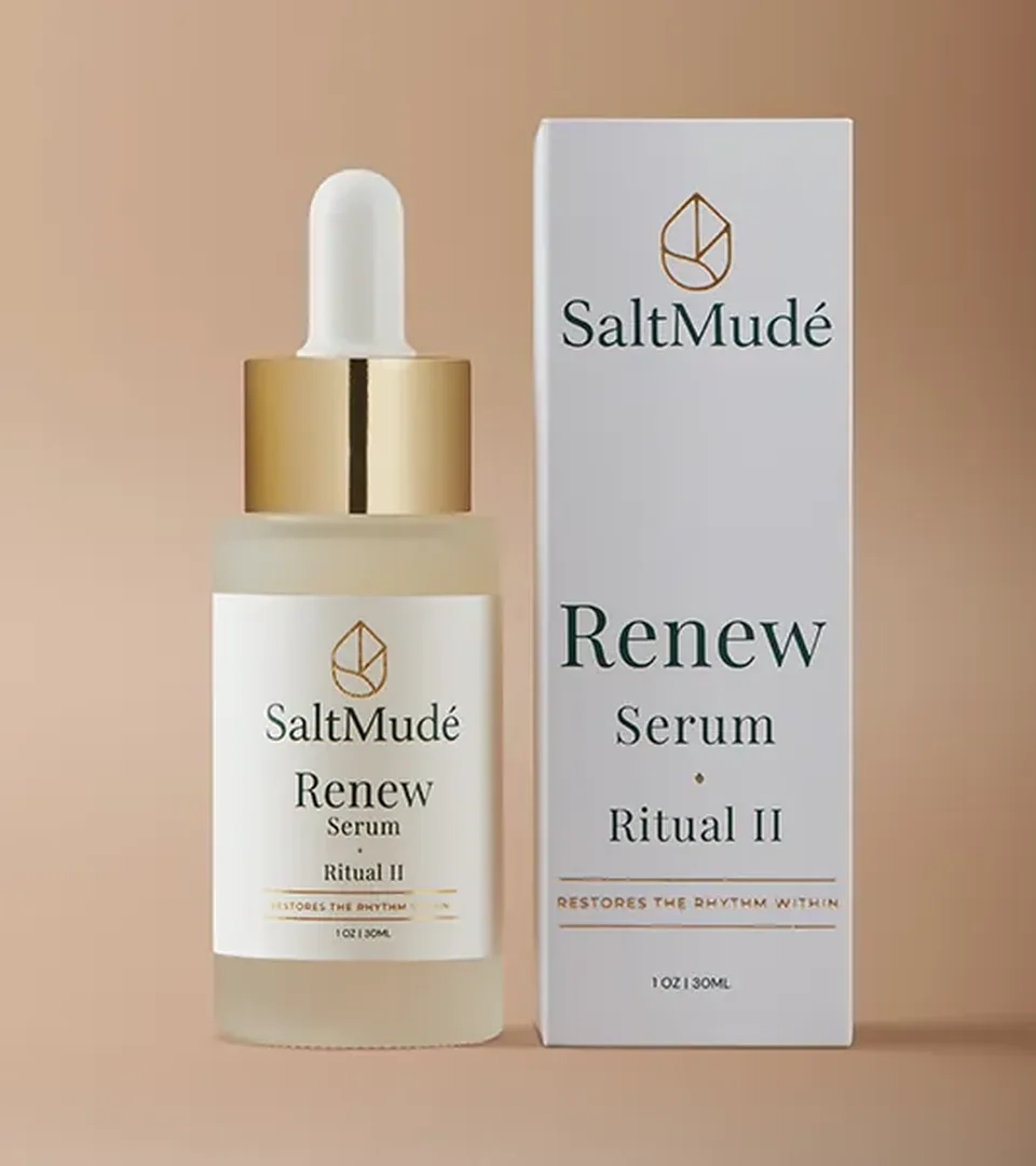 Beauty product photography of a serum bottle with its retail box