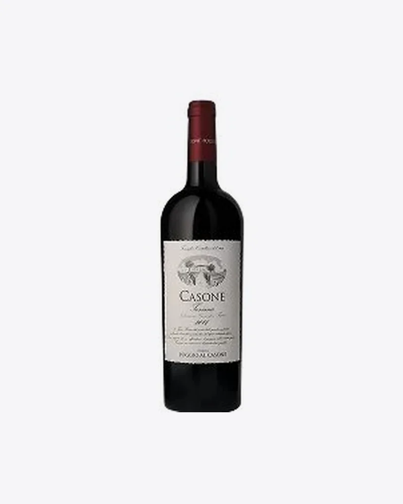 Red wine bottle on white