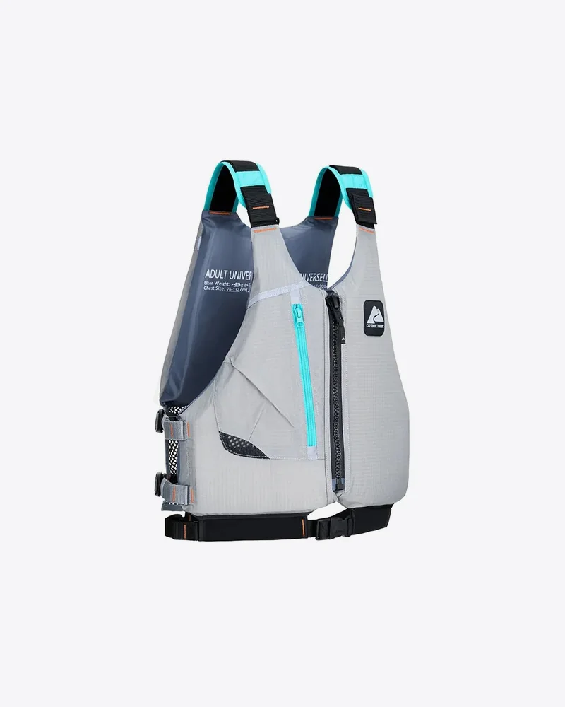 Grey and aqua adult life vest