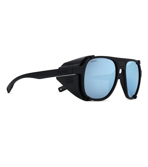 Side view of black performance sunglasses product photography for ecommerce
